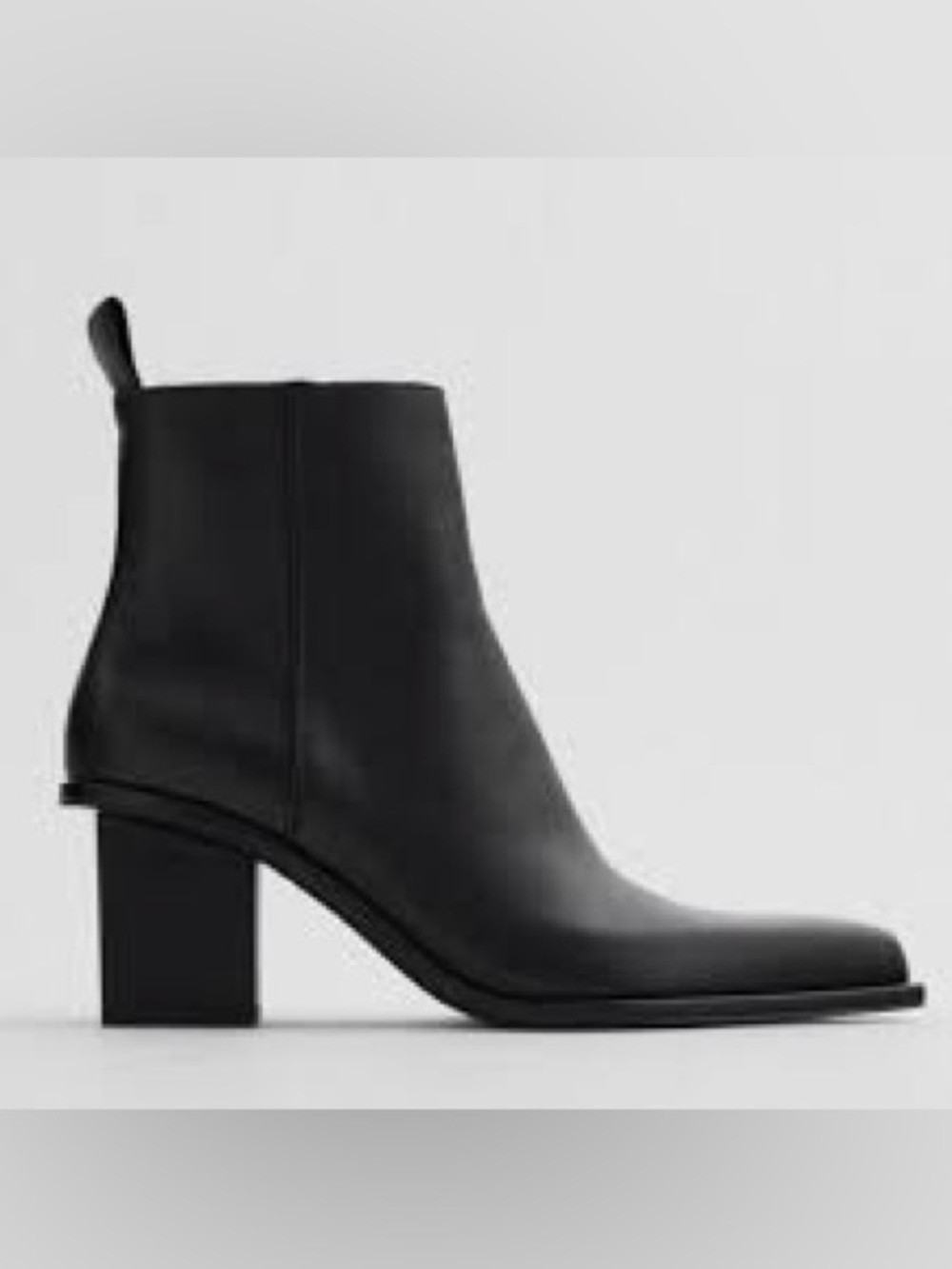 MASSIMO DUTTI Leather Women's Black Leather Pointed Toe Ankle Boots US6 36EU